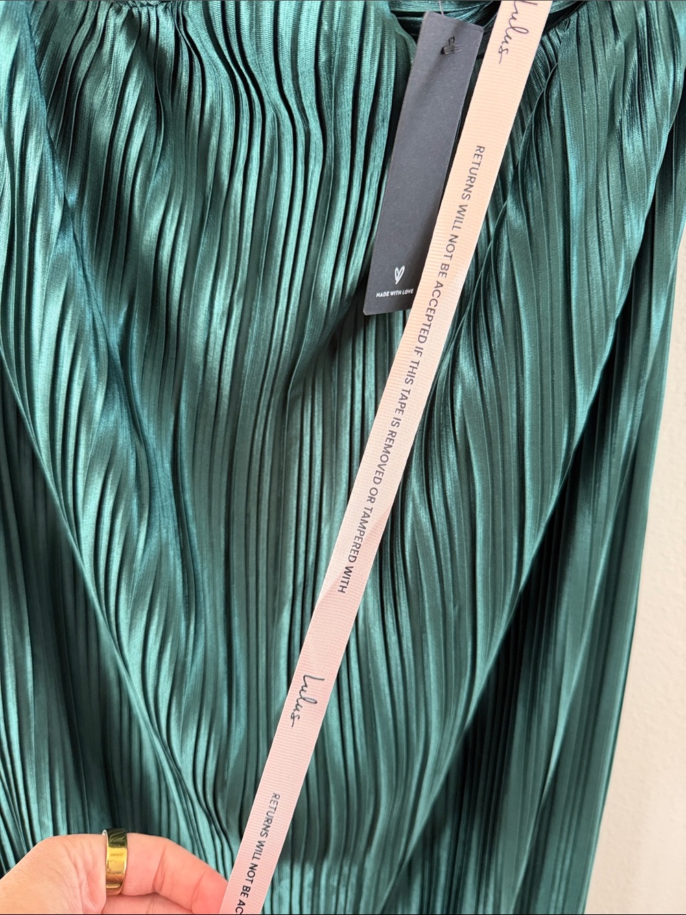 Lulus Whimsical Beauty Emerald Green Satin Plisse Strapless Maxi Dress NEW Large - Picture 4 of 4